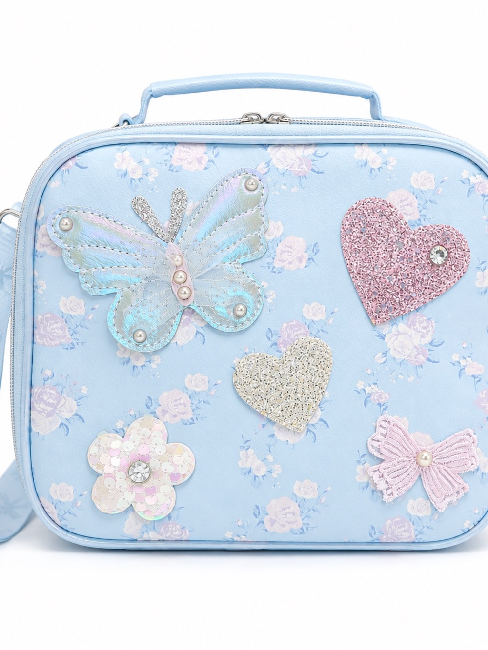 Omg accessories Light blue Bag with blue Ribbon Print Strap